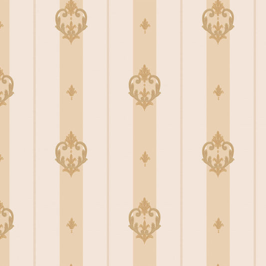 Beżowa tapeta winylowa w pasy – tapeta ścienna w wzory ornament