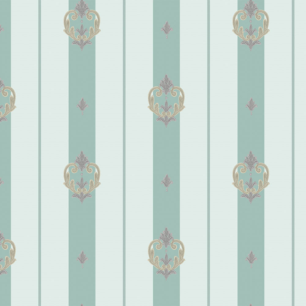 Niebieska tapeta winylowa w pasy – tapeta ścienna w wzory ornament