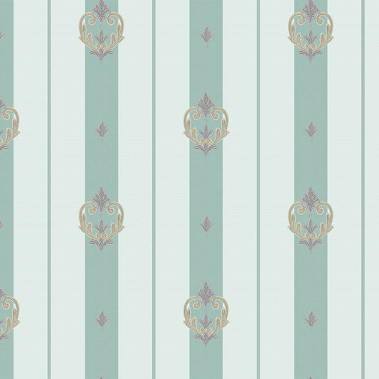 Niebieska tapeta winylowa w pasy – tapeta ścienna w wzory ornament