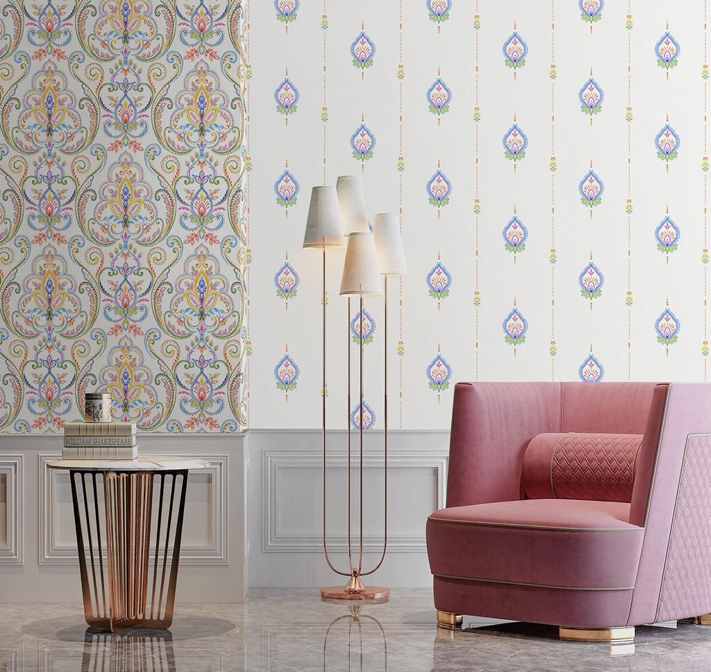 Tapeta klasyczna ornamentalna symetryczna – elegancki wzór dekoracyjny ścienny