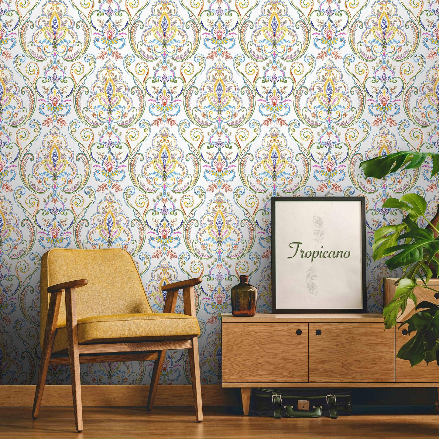 Tapeta klasyczna ornamentalna symetryczna – elegancki wzór dekoracyjny ścienny