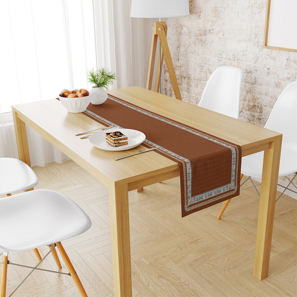 Bieżnik dekoracyjny stołowy brązowy klasyczny